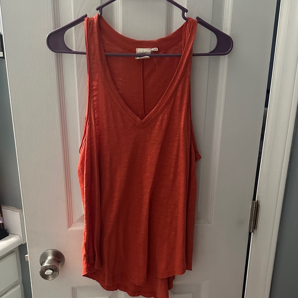 White Crow Vivid Orange V-Neck Tank Top
